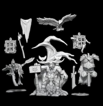 Clovid Lord on Throne, multi part kit for 3d printing