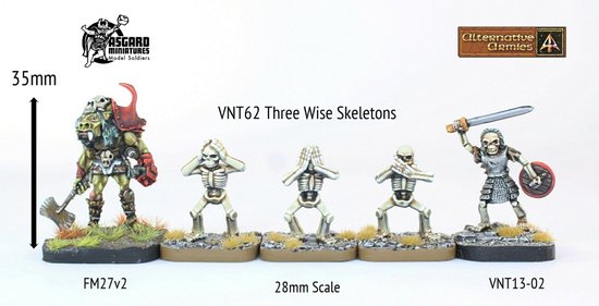 Three Wise Skeletons size comparison