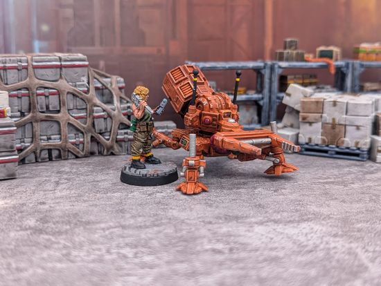 Helen Shackleton programmes a Clippy lifter droid in the maion stores