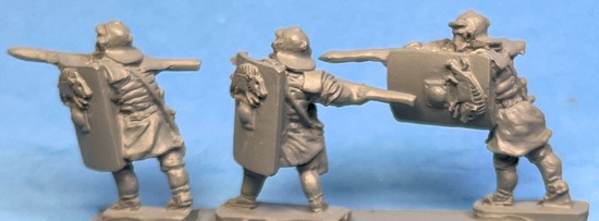 Legionaries throwing pila