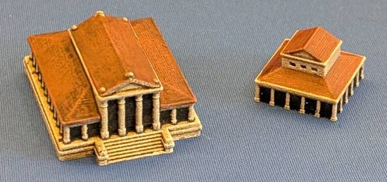 Two small models of Roman temples