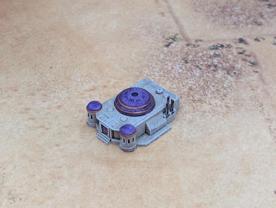 6mm scale desert building with purple domed roof