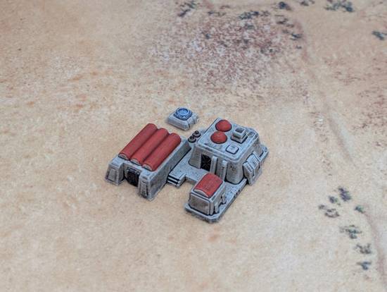 6mm sci-fi desert building with orange vaulted roof