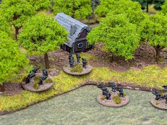6mm SAS Troopers surround a cottage in the woods