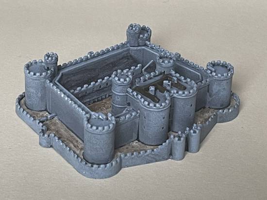 1:1000th scale model of Harlech Castle
