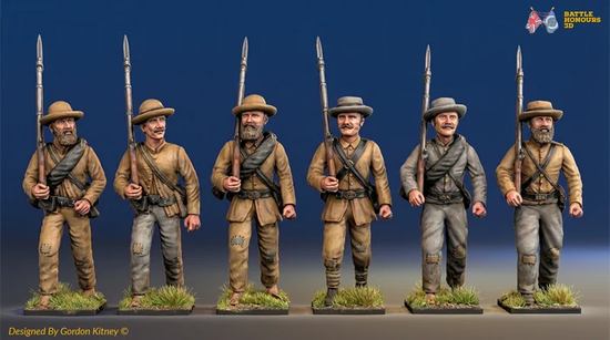 Coloured render of Confederate infantry for painting inspiration. These figures are supplied unpainted