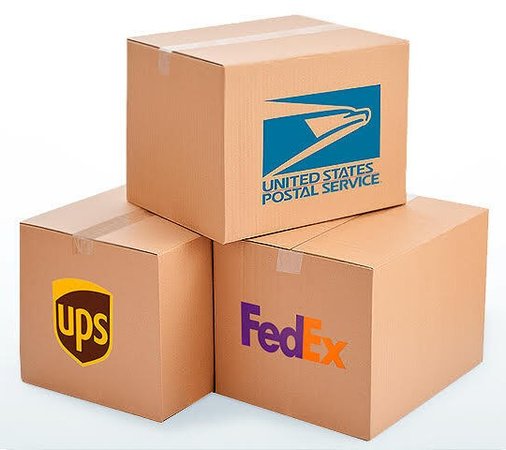 FedEx, U.S.P.S., & UPS shipping boxes