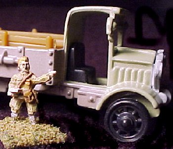 15mm Battlefront Russian officer poses next to troop transport