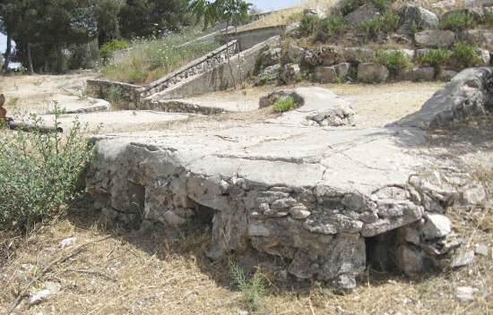 Site of the large bunker destroyed by explosive charges, after bazooka fire and grenades failed