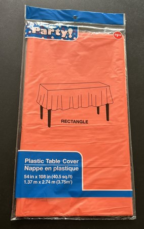 Orange plastic table cover