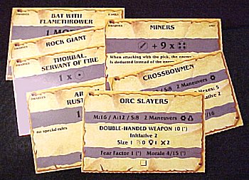 the cards for my Dwarven army
