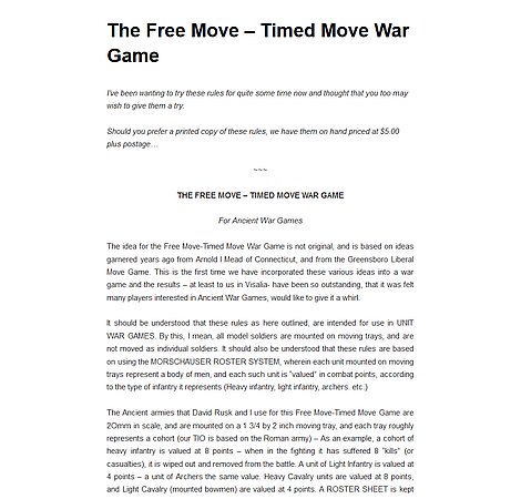The Free Move  Timed Move War Game