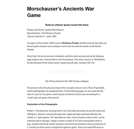Morschauser’s Ancients War Game