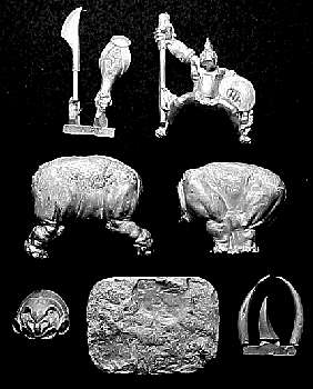 the component parts of the Myrmadon Bull and Riding Ogre