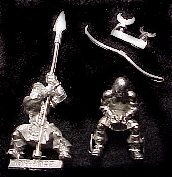 warrior (left), driver (right), chariot bow and blades (top right)