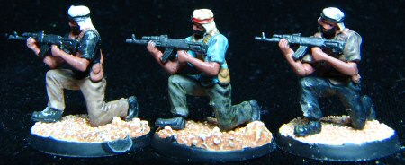 Three kneeling MEA infantry