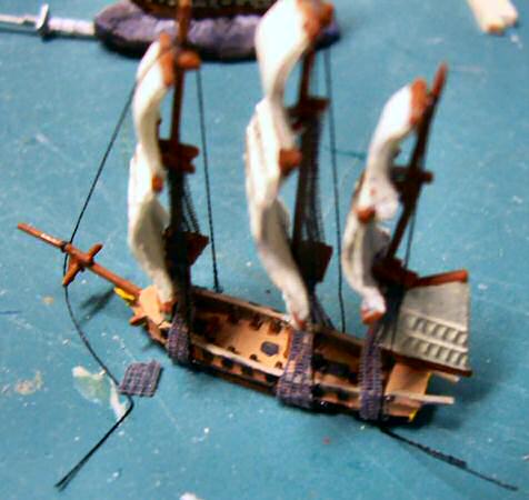 Masts and shrouds in place