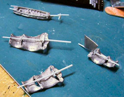 Assembled masts and sails