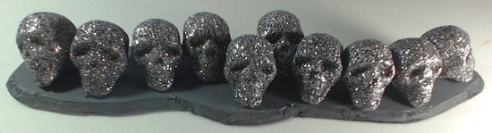 Skulls glued to foamboard