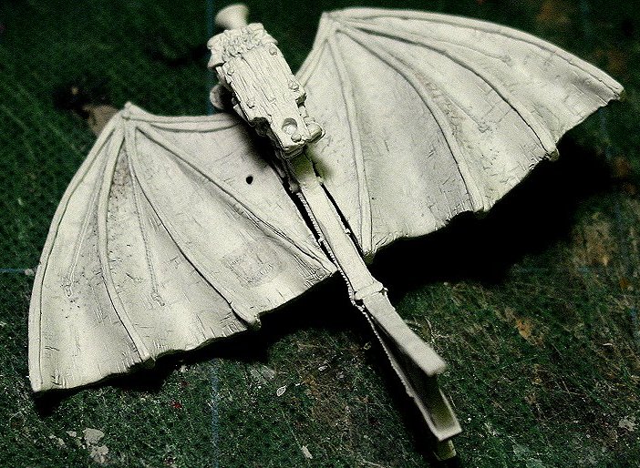 Underside of assembled and primed model - note improvements on the lower wing