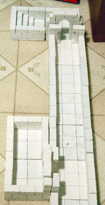 Closer view of some of the finished but unpainted dungeon modules