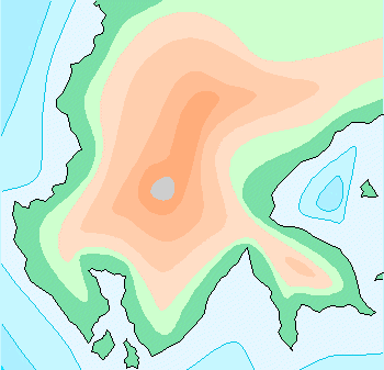 close-up showing the contour lines