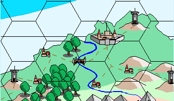 a hexgrid has been imposed over the hobbitlands