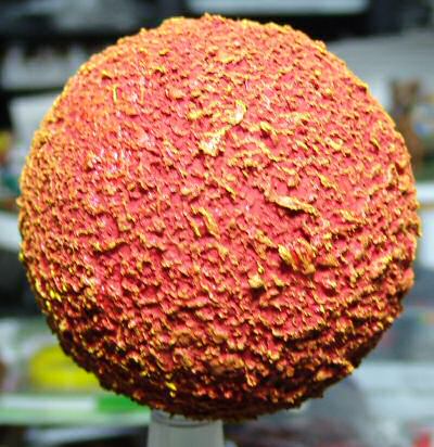 Red snowball with orange and yellow highlights