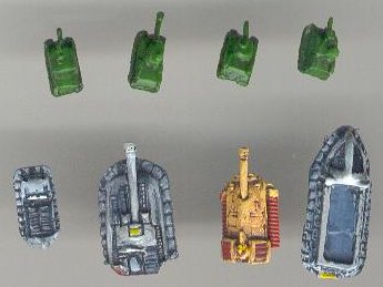 2mm Comparison: WWII Russian Tanks (above) and Human Sci-Fi Vehicles (below)