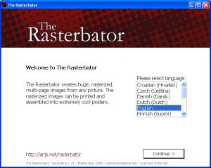 The Rasterbator opening screen