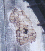 close-up of peeling stucco